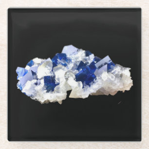 Dessous-de-verre En Verre Fluorite Gemme Cristal Bleu Profond Enchanté Aura