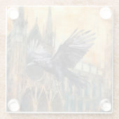 Dessous-de-verre En Verre Flying Raven et la cathédrale gothique médiévale (Dos)
