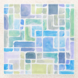 Dessous-de-verre En Verre Fond d'aquarelle peint par résumé