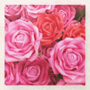 Dessous-de-verre En Verre Fond de rose rouge artificielle en gros plan