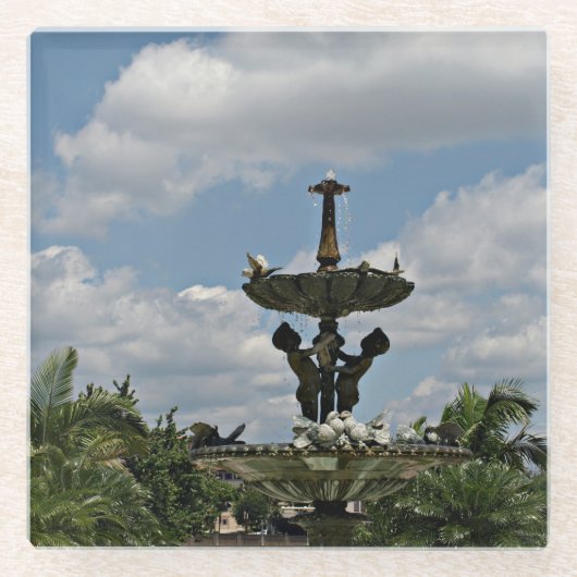 Dessous-de-verre En Verre Fontaine d'eau dans le parc  (Devant)