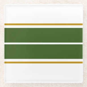 Dessous-de-verre En Verre Forêt Sportive Green Large Racing Stripes Sur Blan