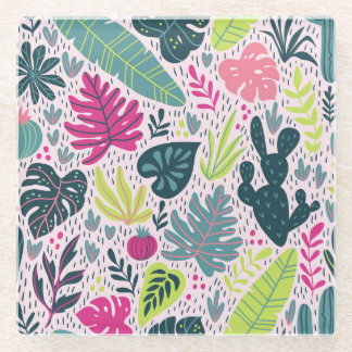 Dessous-de-verre En Verre Forêt tropicale sauvage, répétition vintage