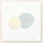 Dessous-de-verre En Verre Forme biologique Aquarelle Abstraite Jaune Vert (Dos)