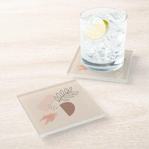Dessous-de-verre En Verre Forme de Terre Géométrique Minimale Monogramme Bot