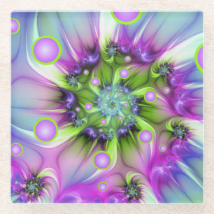 Dessous-de-verre En Verre Formes arrondies de spirale colorées Art fractal A