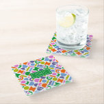 Dessous-de-verre En Verre Formes géométriques colorées personnalisées<br><div class="desc">Un design de découpe géométrique coloré et moderne,  inspiré des motifs modernes du milieu du siècle. Ce design aux motifs audacieux et lumineux peut être personnalisé avec un nom,  ou monogramme. Les couleurs comprennent : bleu clair,  violet,  orange,  vert citron,  rose,  vert et blanc.</div>