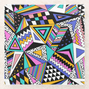 Dessous-de-verre En Verre Formes géométriques rétro : Vintage coloré.