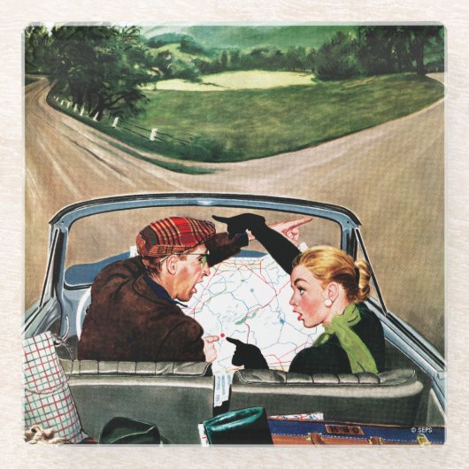 Dessous-de-verre En Verre Fourche sur la route (Devant)