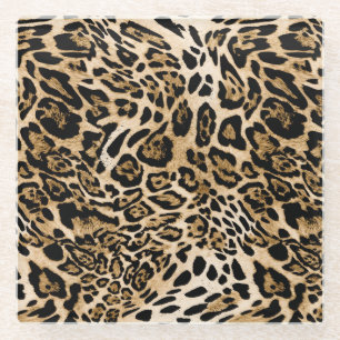 Dessous-de-verre En Verre Fourrure de léopard d'Afrique : Texture d'animal s