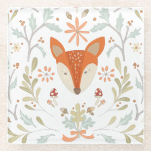 Dessous-de-verre En Verre Fox lunatique de région boisée