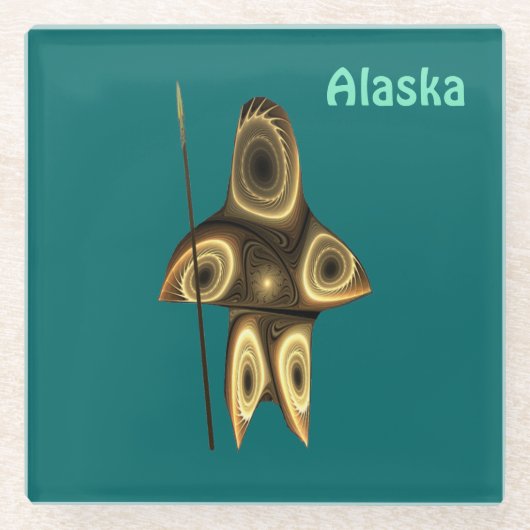 Dessous-de-verre En Verre Fractal Inuit Hunter (Devant)