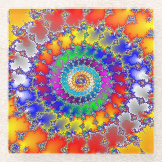 Dessous-de-verre En Verre Fractale psychédélique (Devant)