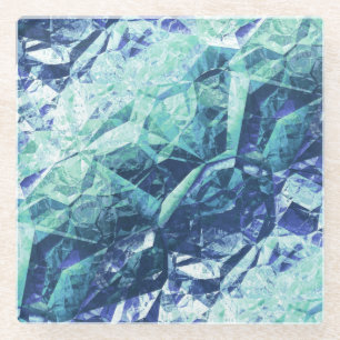 Dessous-de-verre En Verre fragments de mémoires - cobalt et menthe :
