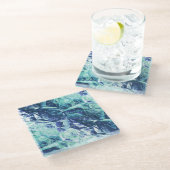 Dessous-de-verre En Verre fragments of memories - cobalt blue and mint teal (Incliné)