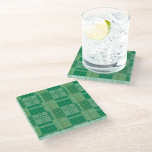Dessous-de-verre En Verre Frais Plaid Émeraude et Sauge Esthétique