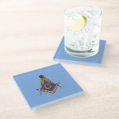 Dessous-de-verre En Verre Franc-maçon (bleu) (Incliné)