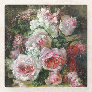 Dessous-de-verre En Verre Frans Verhas Bouquet Vintage Rose