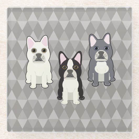 Dessous-de-verre En Verre Frenchies Gray Diamonds (Devant)