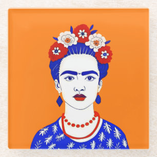 Dessous-de-verre En Verre Frida Kahlo Portrait - Illustration graphique