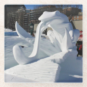 Dessous-de-verre En Verre Frog Snow Sculpture, Québec, Canada