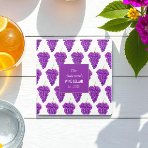 Dessous-de-verre En Verre Fruits blancs violets Raisins Vin Motif