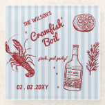 Dessous-de-verre En Verre Fruits de mer d'été tirés à la main Crawfish Boil<br><div class="desc">Dessous de verre d'été de la fête d'ébullition de l'écrevisse à la main tiré</div>