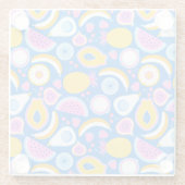 Dessous-de-verre En Verre Fruits tropicaux juteux - arrière - plan bleu (Dos)