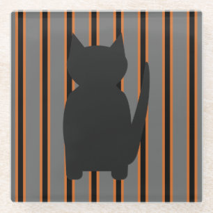 Dessous-de-verre En Verre Fun et Fun Halloween Noir Silhouette Chats