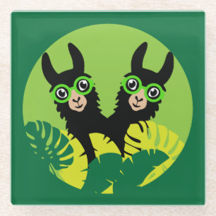 Dessous-de-verre En Verre Fun Llama Alpaca Best Friends