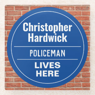 Dessous-de-verre En Verre Fun Policeman Mur Plaque Style Dessous de verre en