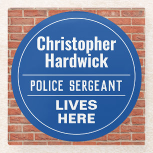Dessous-de-verre En Verre Fun Sergent de police Wall Style Plaque