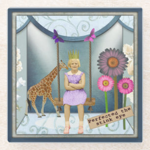 Dessous-de-verre En Verre Funky Vintage Kid Altered Art Collage