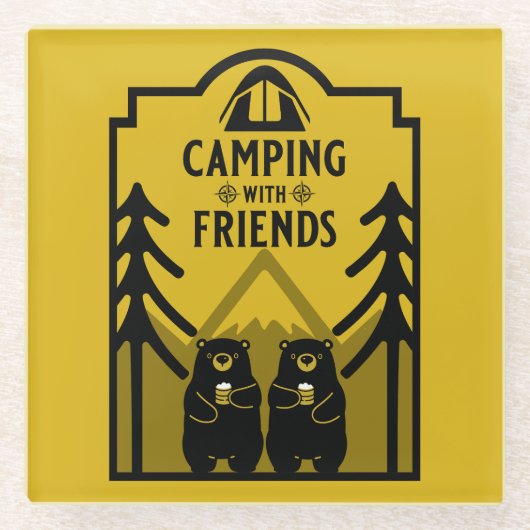 Dessous-de-verre En Verre Funny Bear Camp Adventure Canada (Devant)