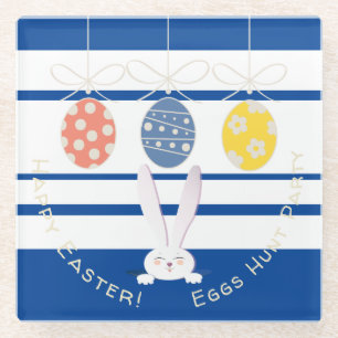 Dessous-de-verre En Verre FUNNY BUNNY Hapy Oeufs de Pâques Hung Party