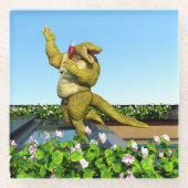 Dessous-de-verre En Verre Funny Crocodile Drinking Champagne (Devant)