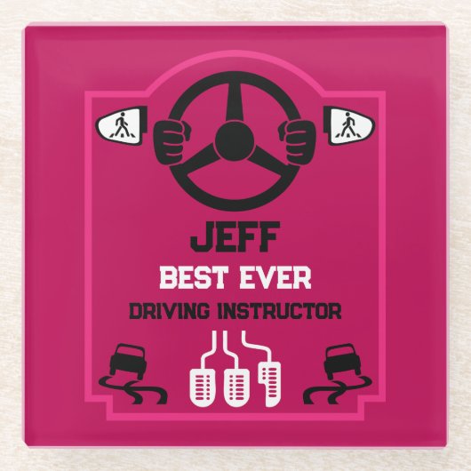 Dessous-de-verre En Verre Funny Driving Instructor Gift (Devant)
