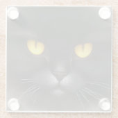 Dessous-de-verre En Verre Funny Fluffeux noir Perse noir chaton visage (Dos)