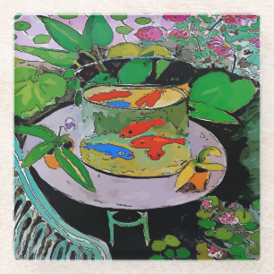 Dessous-de-verre En Verre Funny Gold Dessous de verre de poisson