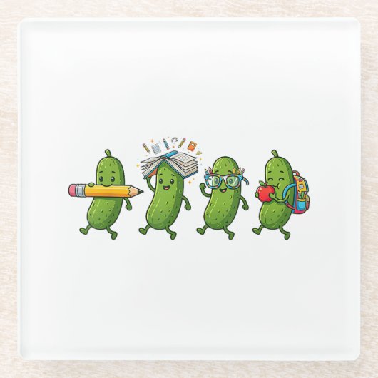Dessous-de-verre En Verre Funny Pickle Back to School Teacher Student Women (Devant)