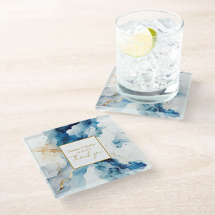 Dessous-de-verre En Verre Gala des rêves de marbre AZURE   Parties scintilla