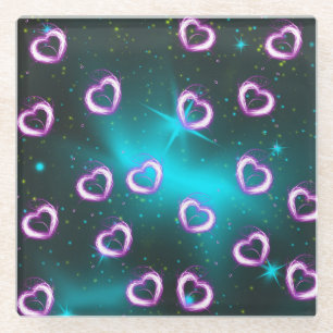Dessous-de-verre En Verre Galaxie de coeur