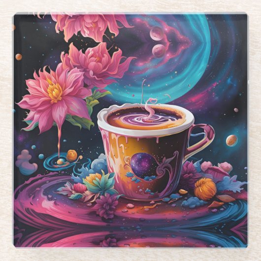 Dessous-de-verre En Verre Galaxy Garden Coffee Art (Devant)