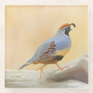 Dessous-de-verre En Verre Gambrel's Quail Painting Original Bird Art