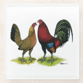 Dessous-de-verre En Verre Gamefowl Pair (Devant)