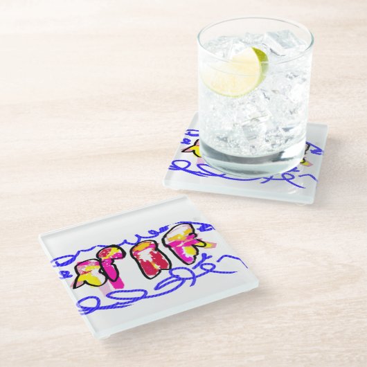 Dessous-de-verre En Verre Gel de méduse (Incliné)