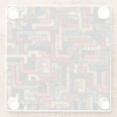 Dessous-de-verre En Verre Géométrie brodée, texture ethnique (Dos)