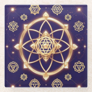 Dessous-de-verre En Verre Géométrie Céleste de Lumière — Motif Sacré