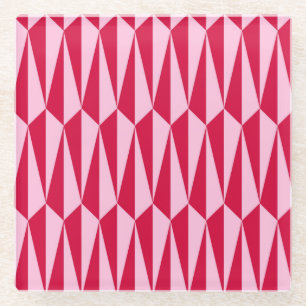 Dessous-de-verre En Verre Géométrique du milieu du siècle, fuchsia et rose