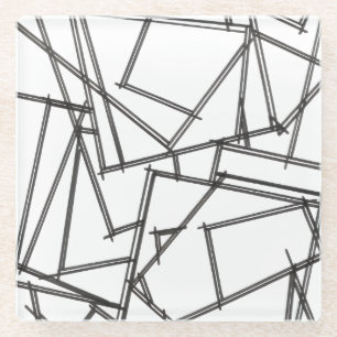Dessous-de-verre En Verre Géométrique noir et blanc - Minimaliste moderne